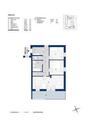 3-Zimmer-Wohnung mieten in Melk – 70,6 m², € 802 – Bild 2 von 2