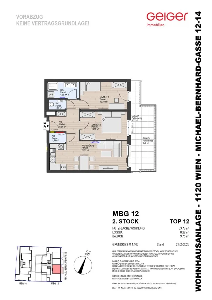 Klimatisierte 3-Zimmer Wohnung - Top 12.12 – pohled 2