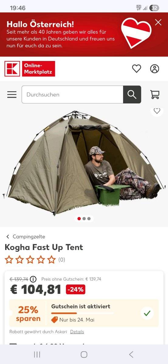 Kogha Fast Up Tent Zelt,  60,- (4040 Lichtenberg) - willhaben