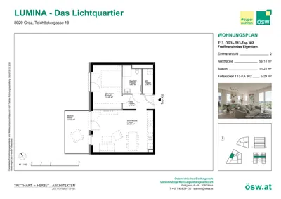 2-Zimmer-Wohnung kaufen in Graz – 56,11 m², € 269.000 – Bild 2 von 11