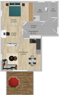 3-Zimmer-Wohnung mieten in Graz – 60,75 m², € 783 – Bild 15 von 15