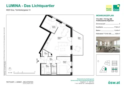 3-Zimmer-Wohnung kaufen in Graz – 77,8 m², € 355.000 – Bild 2 von 11