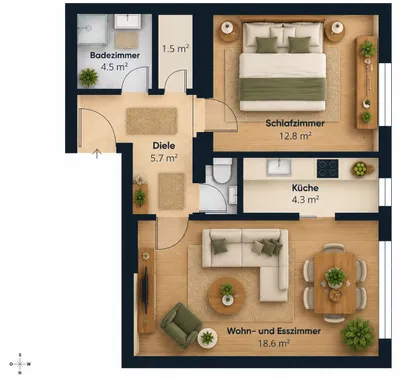 2-Zimmer-Wohnung mieten in Klagenfurt – 50 m², € 893 – Bild 12 von 12