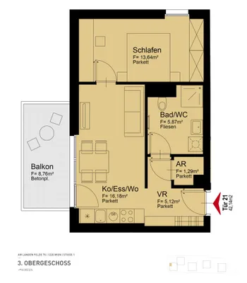 2-Zimmer-Wohnung mieten in Wien – 42,72 m², € 929 – Bild 6 von 6