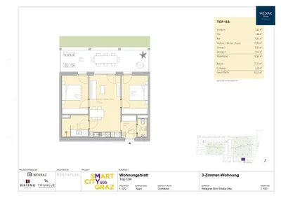 3-Zimmer-Wohnung mieten in Graz – 56 m², € 949 – Bild 3 von 3