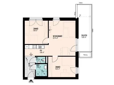 3-Zimmer-Wohnung mieten in Graz – 64,29 m², € 1.050 – Bild 1 von 2
