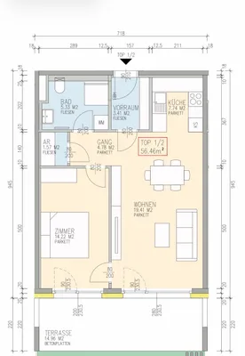 2-Zimmer-Wohnung mieten in Sankt Pölten – 56 m², € 599 – Bild 1 von 10