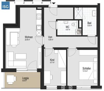 3-Zimmer-Wohnung mieten in Grieskirchen – 69,79 m², € 805 – Bild 3 von 9