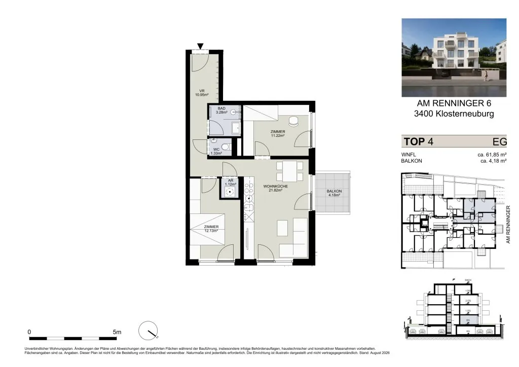 Wohnung – Klosterneuburg, Katastralgemeinde Klosterneuburg - Ansicht 3