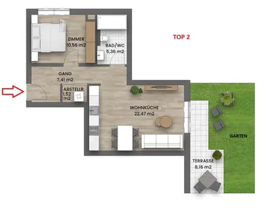 2-Zimmer-Wohnung kaufen in Wien – 47,32 m², € 352.000 – Bild 3 von 15