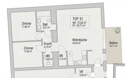 3-Zimmer-Wohnung kaufen in Wien – 72,83 m², € 549.000 – Bild 8 von 8