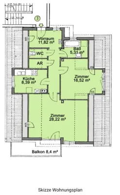 2-Zimmer-Wohnung mieten in Sankt Pölten Land – 74 m², € 990 – Bild 3 von 23