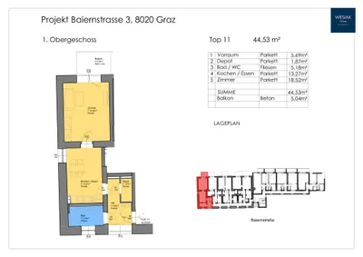 1-Zimmer-Wohnung mieten in Graz – 45 m², € 640 – Bild 2 von 2