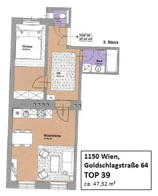 2-Zimmer-Wohnung mieten in Wien – 47,32 m², € 946 – Bild 12 von 13