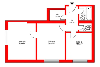 2-Zimmer-Wohnung mieten in Wien – 60 m², € 1.095 – Bild 12 von 12