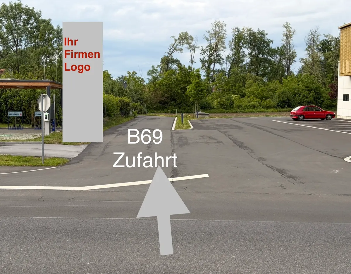 Gewerbegrundstück in Frequenzlage an der B69 - ca. 1.860 m², Bebauungsplan & LKW-Zufahrt - Ansicht 3