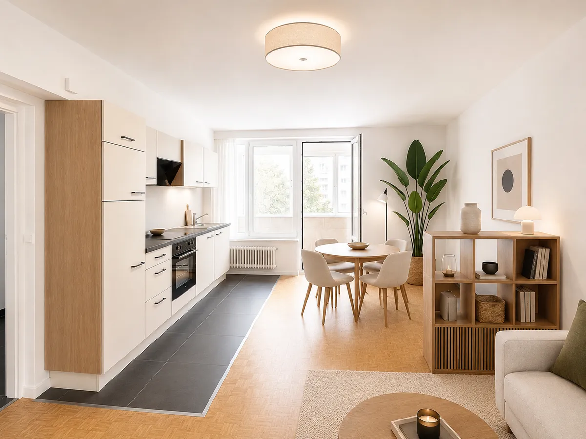 Erstbezug - Innenhof-Grünruhelage nahe U3: moderne 3-Zimmer, XXL-Regendusche, Loggia - Ansicht 2