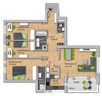 4-Zimmer-Wohnung mieten in Wien – 107,94 m², € 2.512 – Bild 15 von 15
