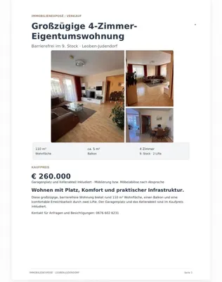 4-Zimmer-Wohnung kaufen in Leoben – 110 m², € 260.000 – Bild 5 von 6