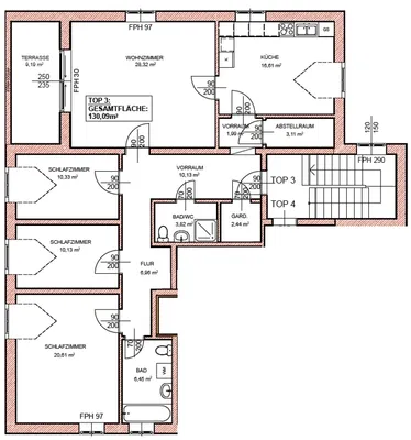 4-Zimmer-Wohnung mieten in Mödling – 131 m², € 2.457 – Bild 4 von 4