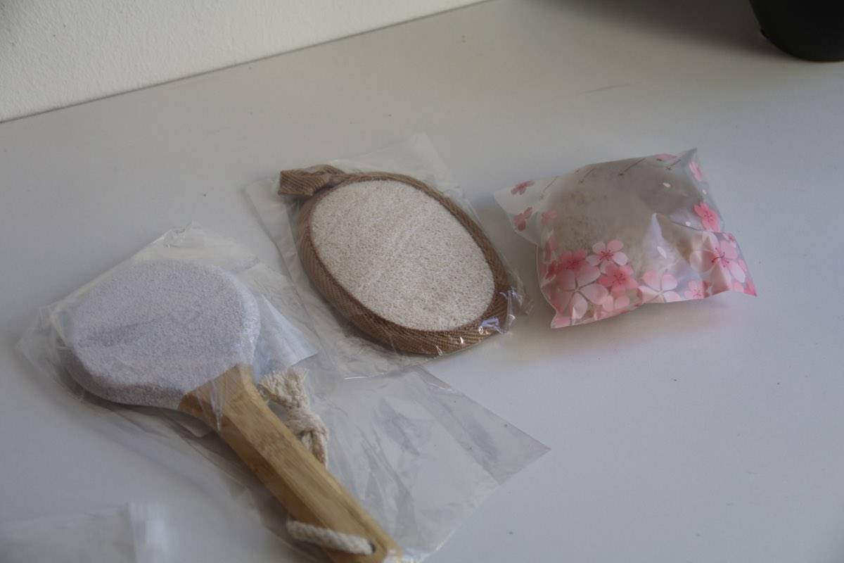 3-teiliges Wellness-Set - Bimsstein & Naturschwämme, neu