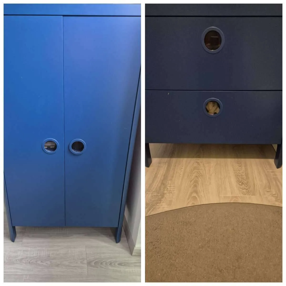 IKEA Kleiderschrank 2-türig, blau, 80x52x140 cm + IKEA Kommode mit 2 Schubladen, blau, 80x40x75 cm, € 50,- (2352 Gumpoldskirchen)