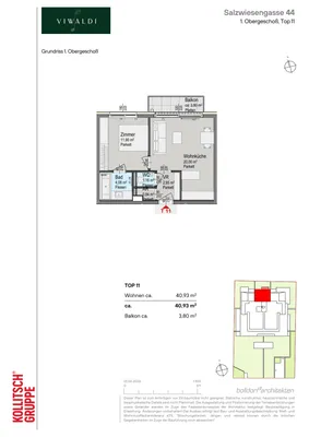 2-Zimmer-Wohnung kaufen in Wien – 40,93 m², € 345.000 – Bild 2 von 13