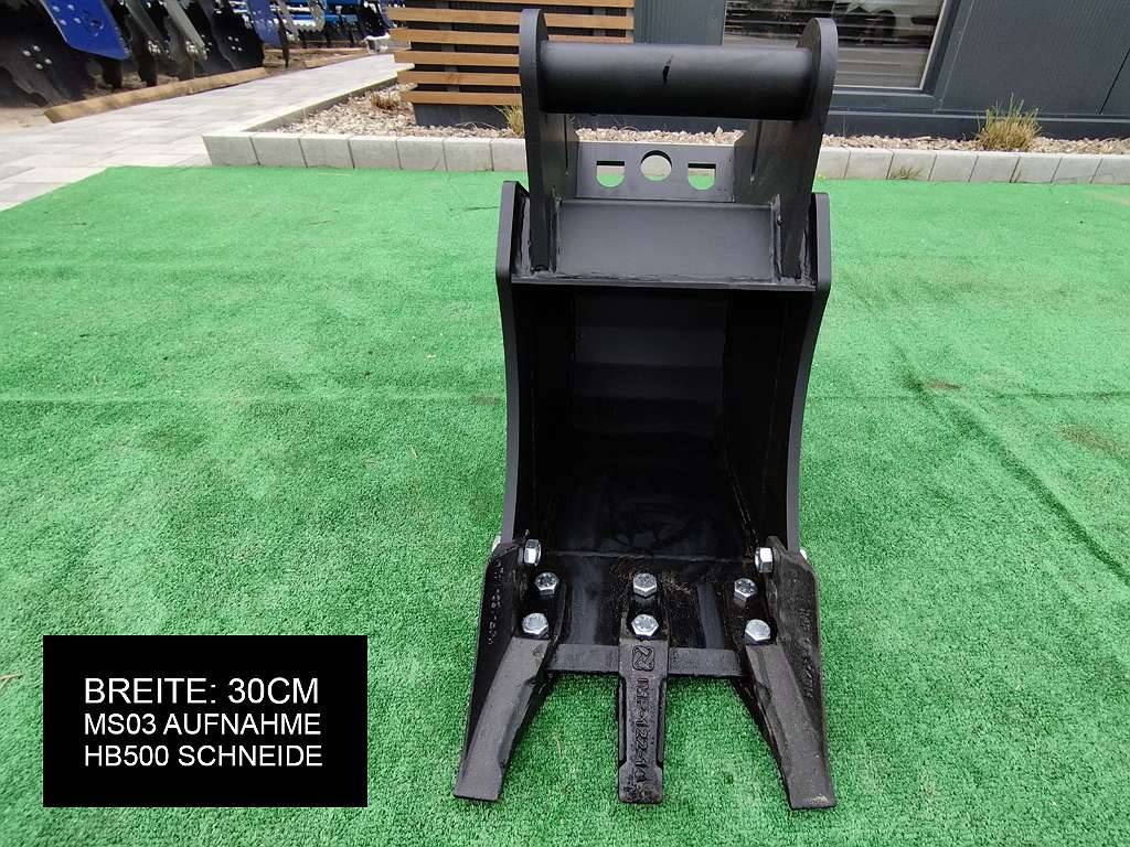 Tieflöffel Baggerschaufel Baggerlöffel Hardox Minibagger MS03 20cm