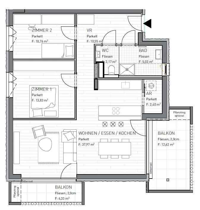 Apartment in Klagenfurt am Wörthersee, Harbach, St. Peter - Ansicht 2