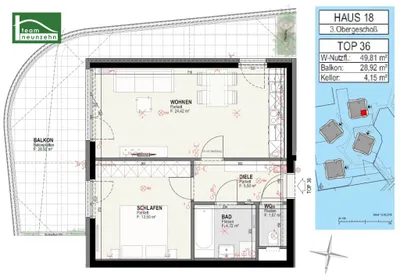2-Zimmer-Wohnung mieten in Graz – 50,16 m², € 834 – Bild 17 von 17