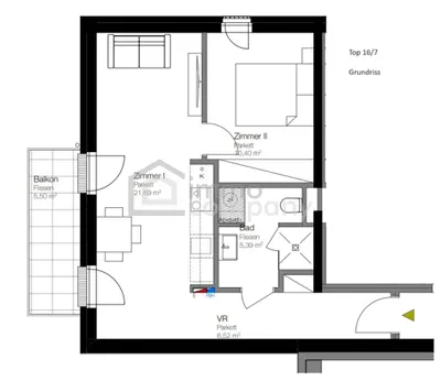 2-Zimmer-Wohnung kaufen in Linz Land – 44 m², € 216.000 – Bild 7 von 8