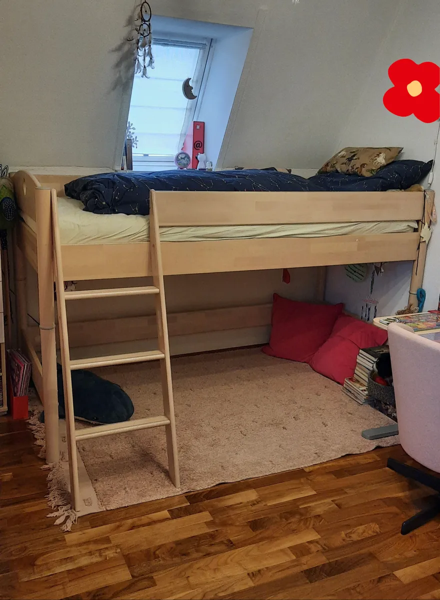 Paidi Fleximo Hochbett aus massiver Birke (umbaubar auf niedriges Bett), € 350,- (3363 Hausmening)