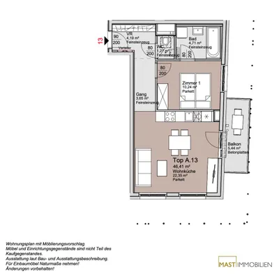 2-Zimmer-Wohnung kaufen in Wien – 46,41 m², € 321.000 – Bild 10 von 11