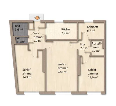 3-Zimmer-Wohnung kaufen in Wien – 80 m², € 335.000 – Bild 6 von 14