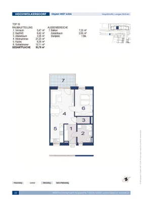 2-Zimmer-Wohnung mieten in Wiener Neustadt Land – 54,27 m², € 632 – Bild 2 von 2