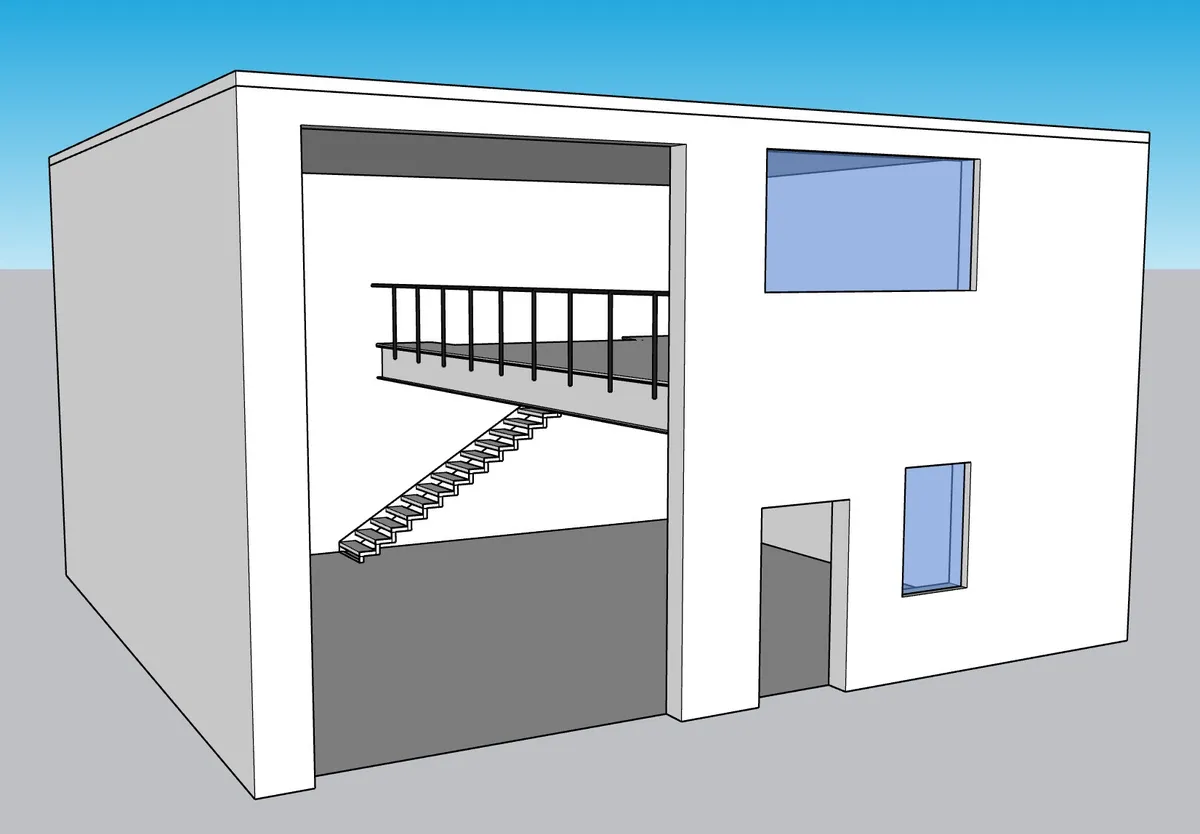 Moderne Gewerbehalle in Ansfelden mit Zwischenebene, 3 Parkplätzen und hoher Einfahrt - Ansicht 3