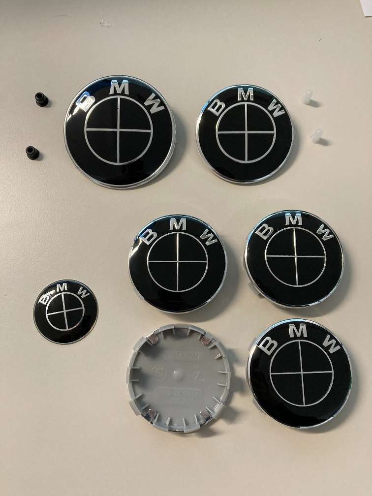 9er Set BMW Logo komplett schwarz / schwarz