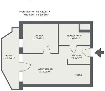 2-Zimmer-Wohnung mieten in Wien – 43,08 m², € 1.040 – Bild 8 von 8