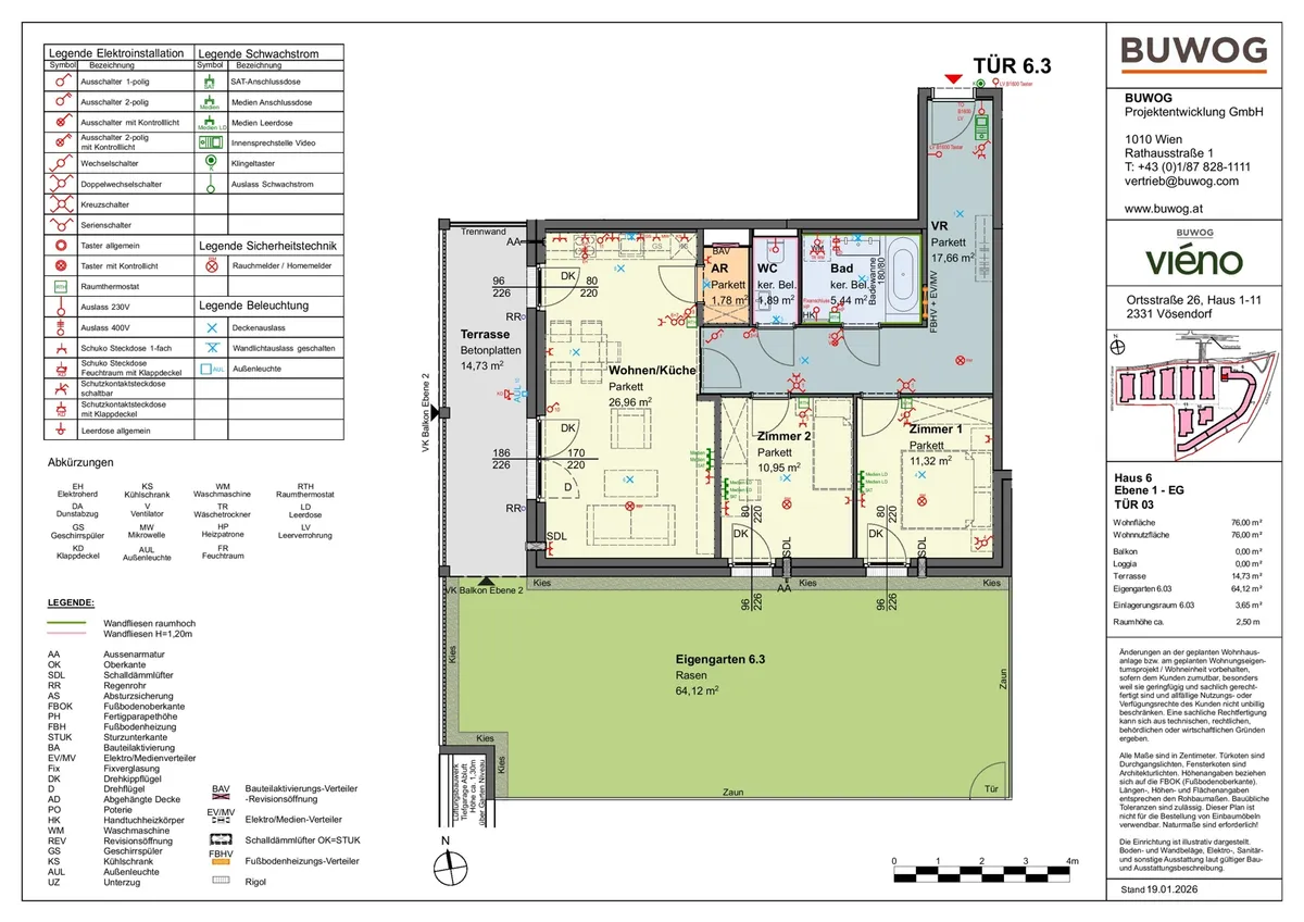 viéno - Freundliche 3-Zimmer-Wohnung mit GARTEN ab 11/2026, provisionsfrei vom Bauträger - Ansicht 2