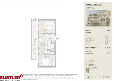 2-Zimmer-Wohnung kaufen in Wien – 43,75 m², € 339.000 – Bild 12 von 12