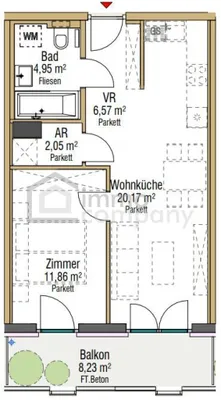 2-Zimmer-Wohnung mieten in Wien – 46 m², € 1.639 – Bild 23 von 24
