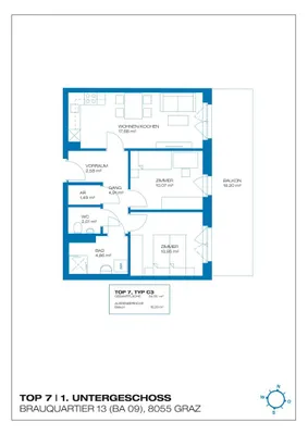 3-Zimmer-Wohnung mieten in Graz – 54,33 m², € 847 – Bild 18 von 18