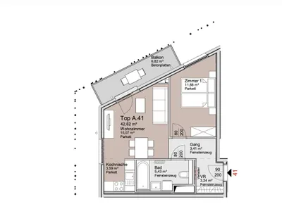 2-Zimmer-Wohnung mieten in Wien – 42,62 m², € 999 – Bild 10 von 10