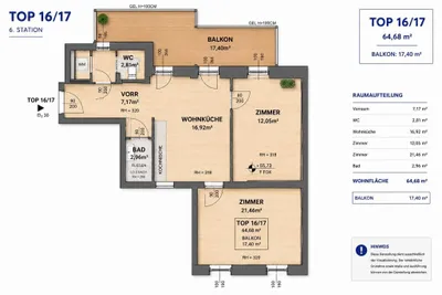 3-Zimmer-Wohnung kaufen in Wien – 64,68 m², € 499.000 – Bild 11 von 12