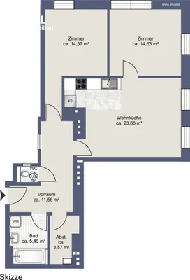 3-Zimmer-Wohnung kaufen in Wien – 74,29 m², € 290.000 – Bild 10 von 11