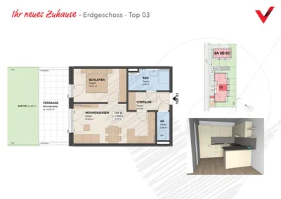 2-Zimmer-Wohnung mieten in Salzburg-Umgebung – 45,97 m², € 1.280 – Bild 2 von 4