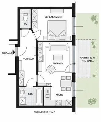 2-Zimmer-Wohnung kaufen in Graz – 45 m², € 159.900 – Bild 2 von 2