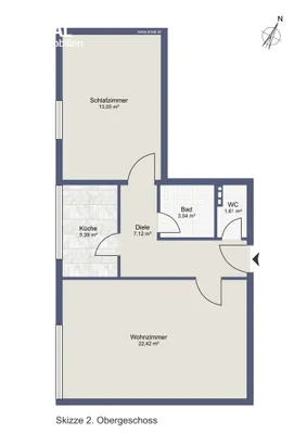 2-Zimmer-Wohnung kaufen in Salzburg Stadt – 52,63 m², € 127.000 – Bild 2 von 2