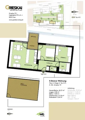 3-Zimmer-Wohnung mieten in Graz – 65,2 m², € 1.006 – Bild 2 von 14