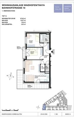 3-Zimmer-Wohnung mieten in Waidhofen an der Thaya – 67,62 m², € 897 – Bild 2 von 2